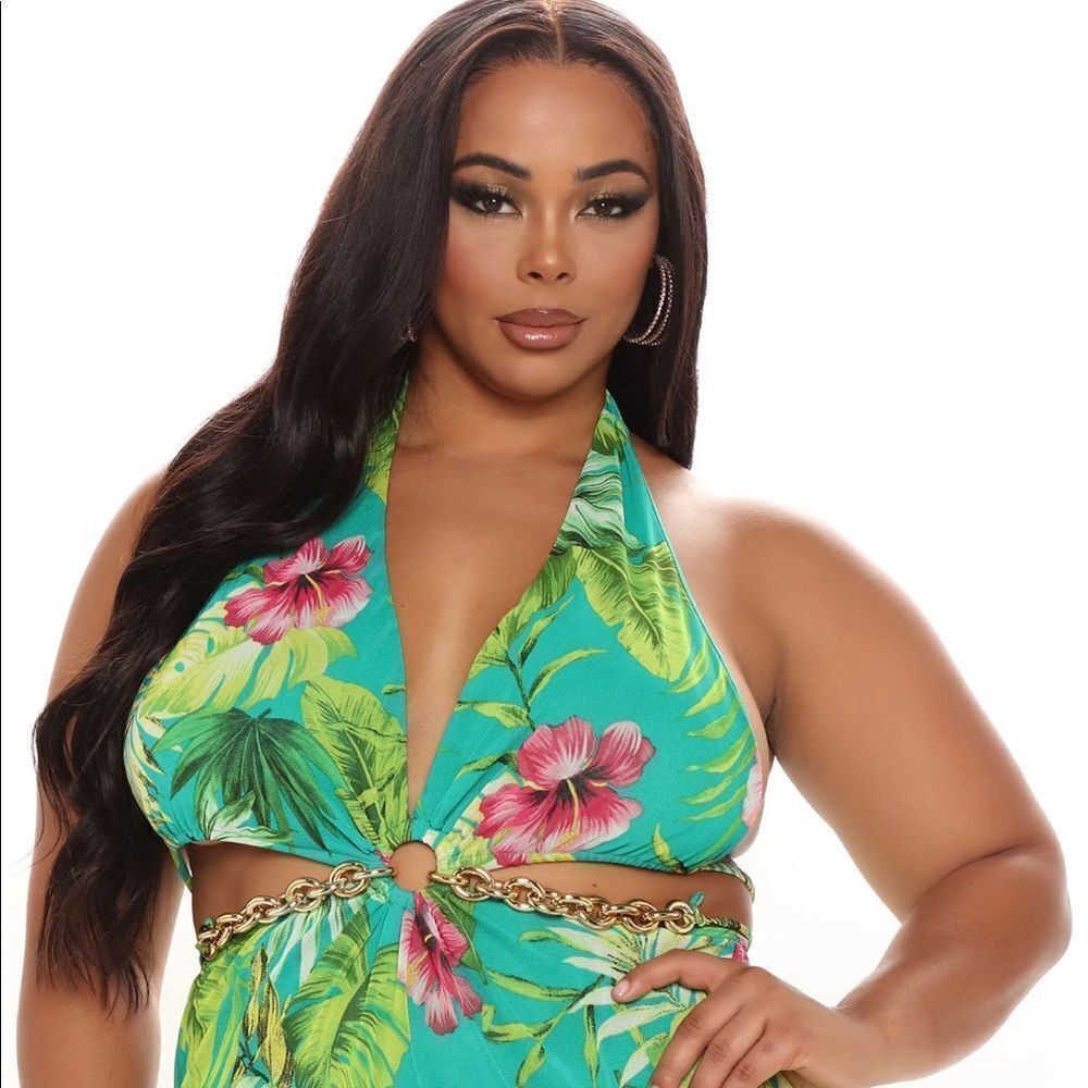 NWOT Fashion Nova Tropical Vacay Maxi Dress - Green - Picture 4 of 16
